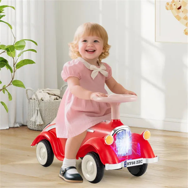 Kids Ride On Sliding Car, Foot-to-Floor Toy With LED Lights & Horn (Red 19-36 Months)