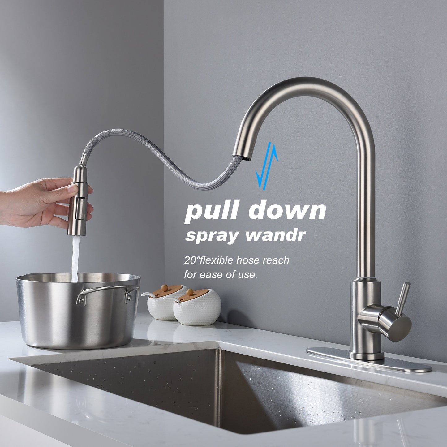 Touch Kitchen Faucet With Pull Down Sprayer Brushed Nickel