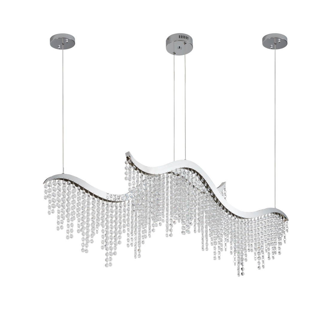 36-inch Modern Wave LED Crystal Chandelier - Adjustable Color Temperature 3000K-4000K-6000K - Adjustable Height - Elegant Chandelier For Living Room And Luxurious Space