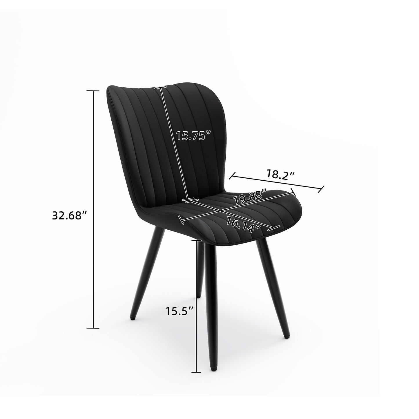 Set Of 4 Modern PU Leather Dining Chairs With Thick Cushions & Metal Legs, Armless Faux Leather Side Chairs For Kitchen, Dining Room