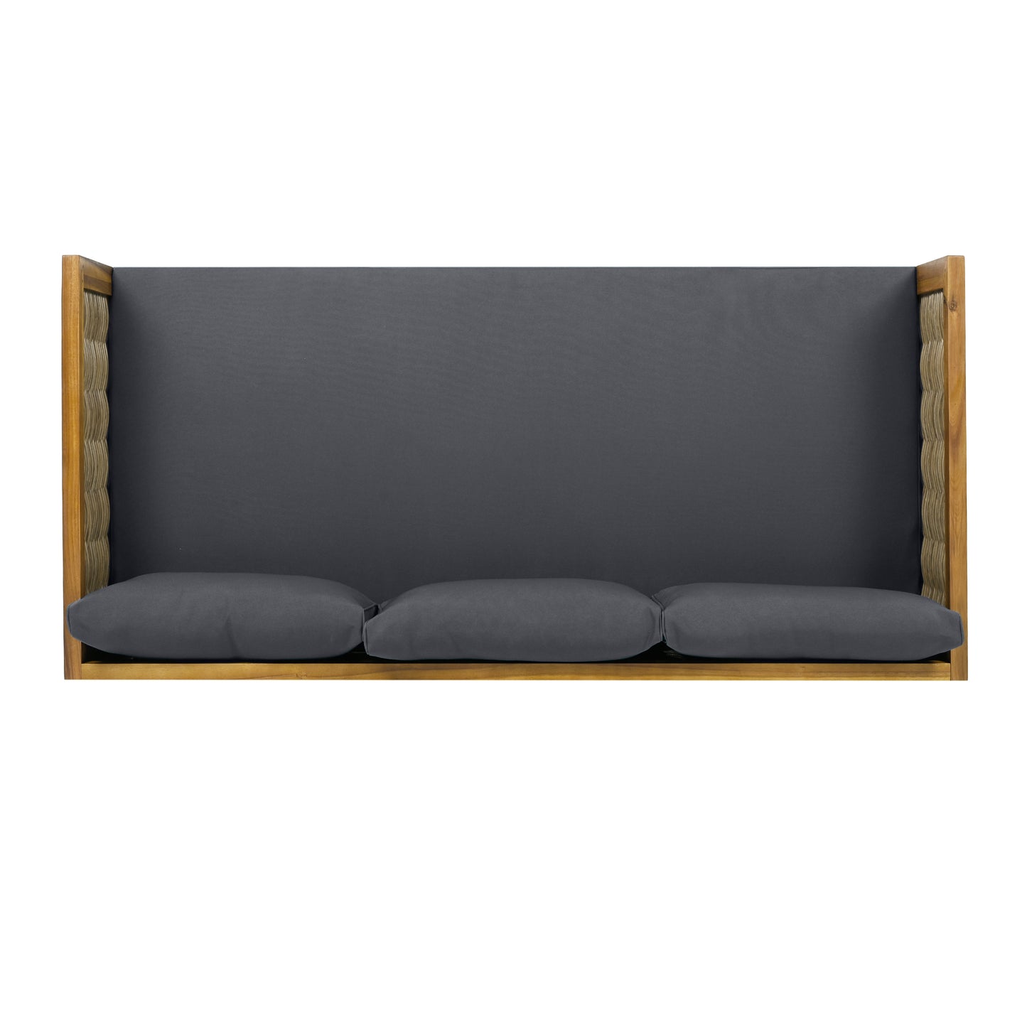 CLAREMONT 3 SEATER DAYBED WITH RATTAN ARMS  DARK GREY CUSHION
