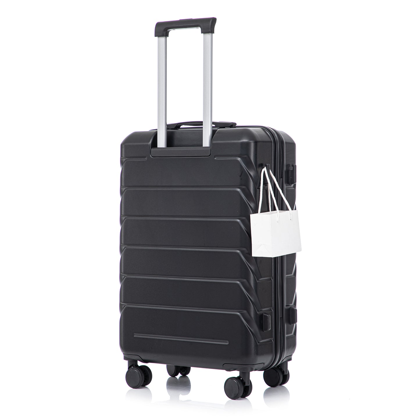 28 Inch ABS Hard Shell Large Travel Checked Luggage - Scratch Resistant Surface Four Multi-Directional Wheels,  With Combination Lock And Side Hooks Black