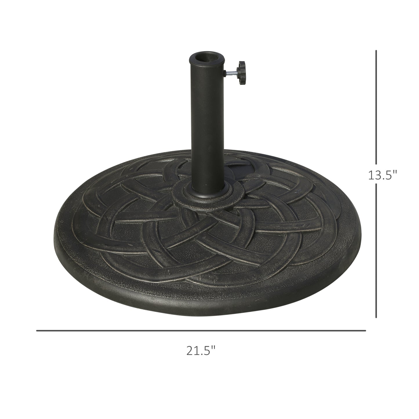 22" 42 Lbs Round Resin Umbrella Base Stand Market Parasol Holder With Beautiful Decorative Pattern & Easy Setup, For Φ1.5", Φ1.89" Pole, For Lawn, Deck, Backyard, Garden, Bronze