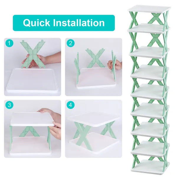 9Tier Narrow Entryway Shoe Rack Free Standing Vertical Shoe Organizer Plastic Shoes Storage Shelf Closet Hallway