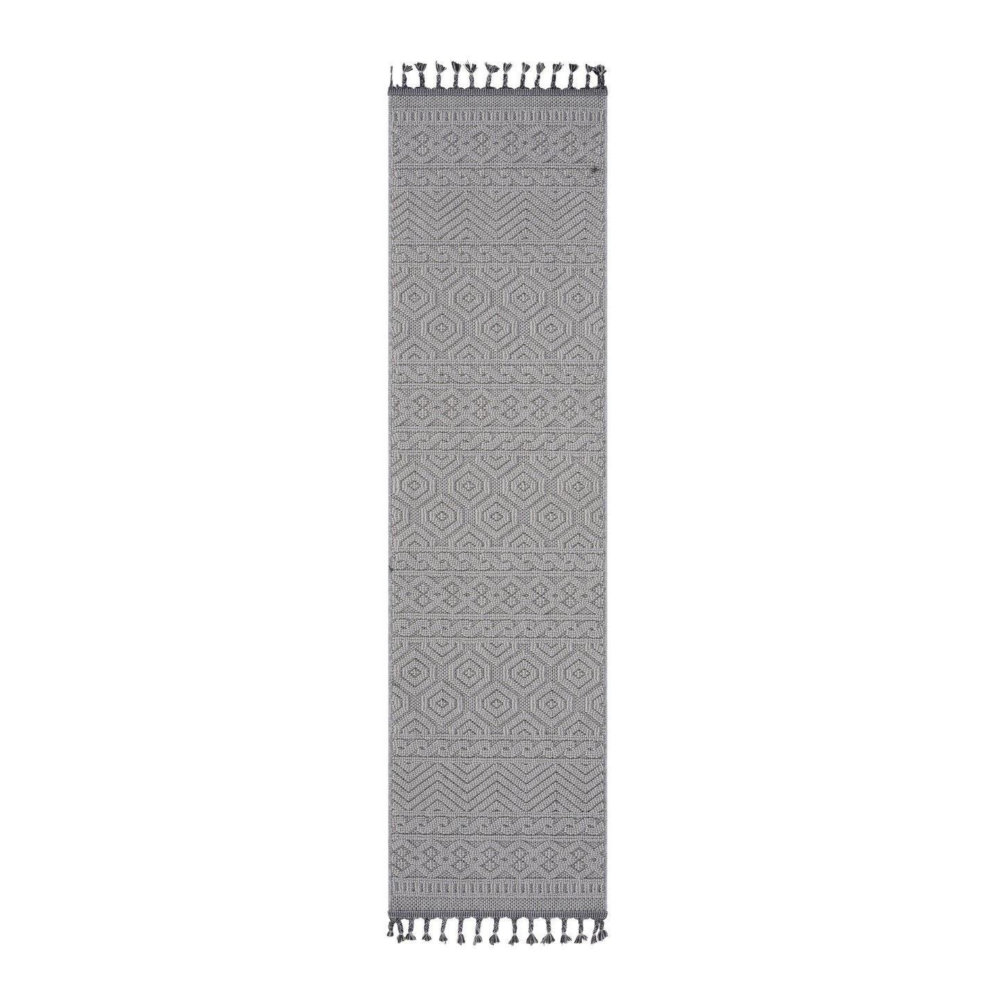 Guros 2X8 White  Geometric Indoor  Outdoor Runner Rug