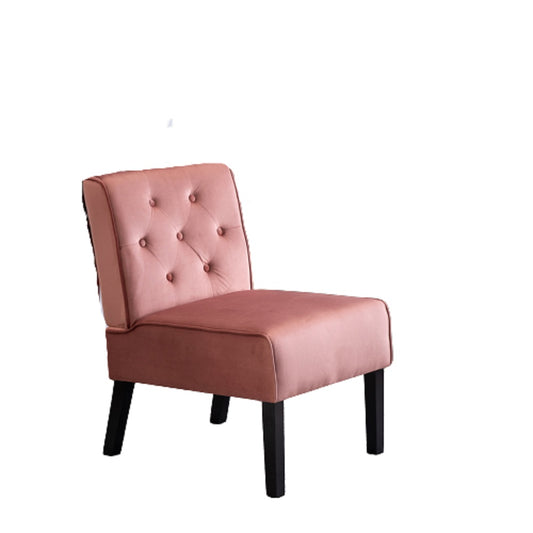 Reese 53    2Piece Living Room Armless Button Tufted Pattern Accent Chair With Velvet Fabric And Premium High Density Foam Cushion, Rose