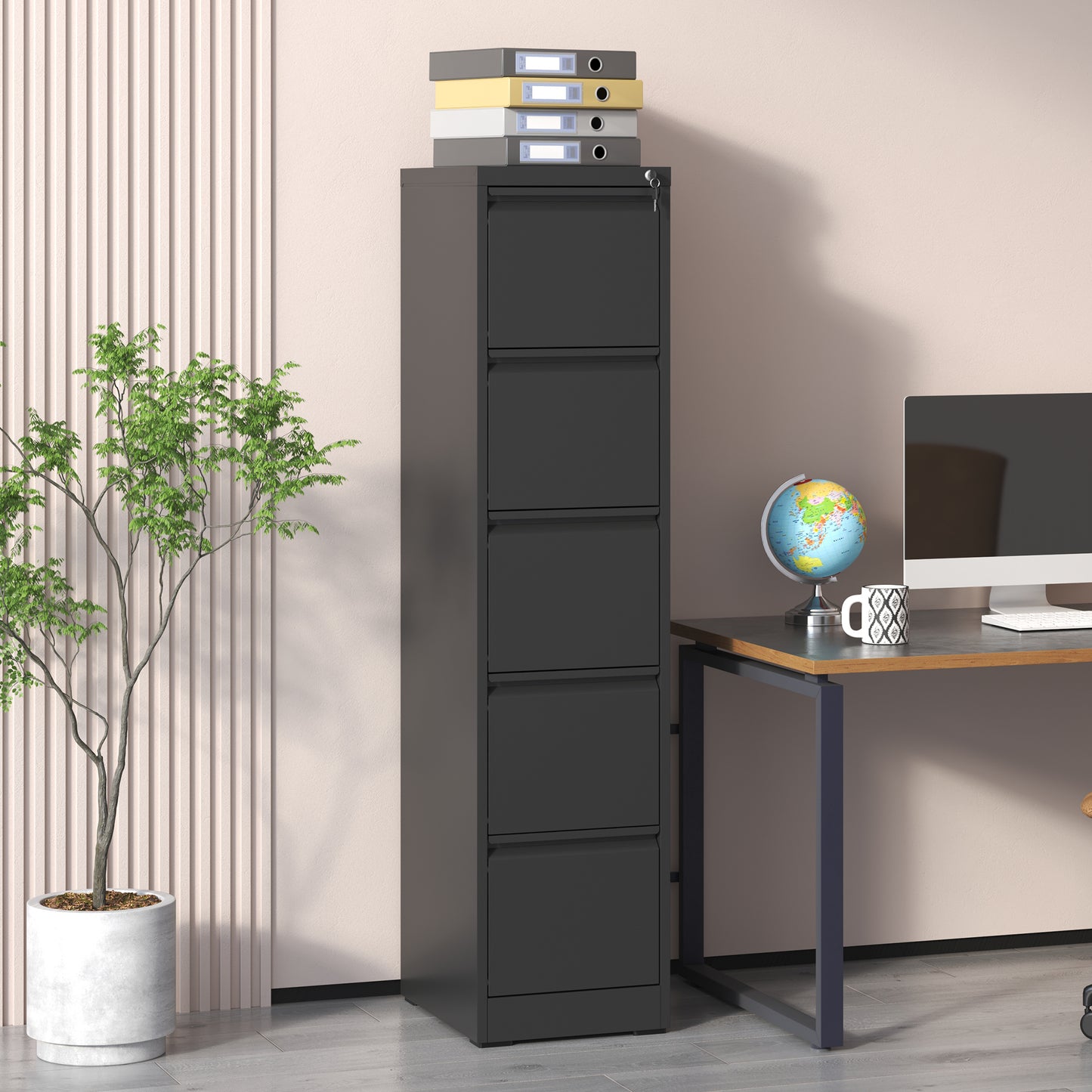 5 Drawer Metal Vertical File Cabinet With Lock Office Home Steel Vertical File Cabinet For A4 Legal Letter Size