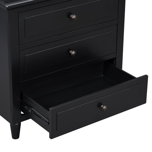 U-STYLE 28 Painted Nightstand With 3 Drawers And Smooth Gliding Rails  Simple Bedside Cabinet With Metal Handle  Minimalist Sofa Side Table With Rubber Legs For Bedroom Sofa Couch Office
