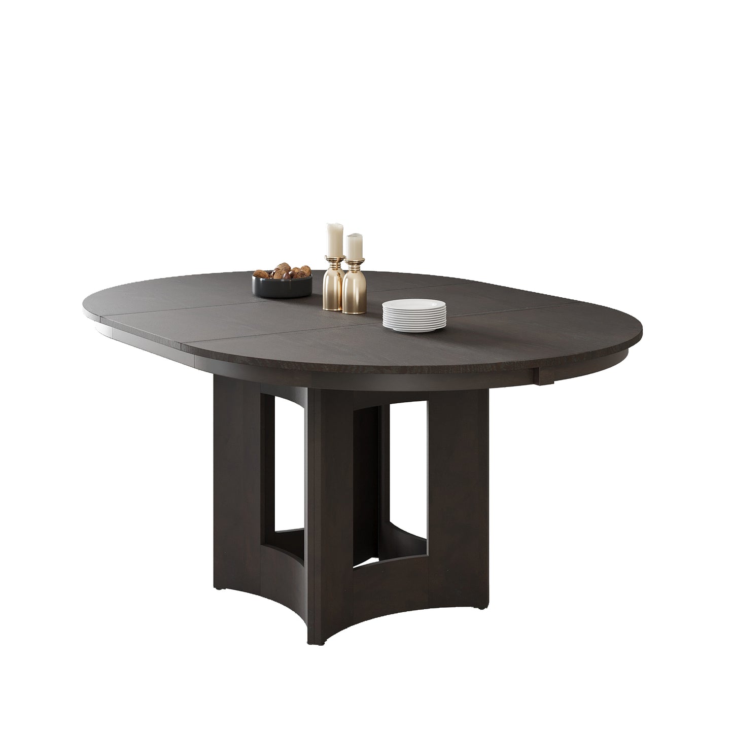 TOPMAX Farmhouse Extendable Round Dining Table With 16inch Removable Leaf For Small Places, Espresso