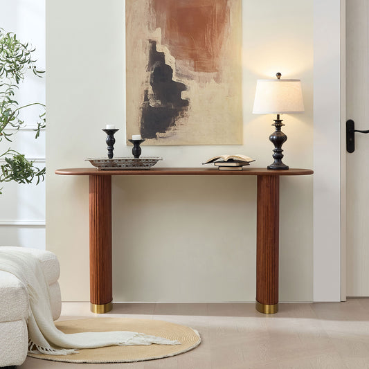 Length 59.1 Inch Entryway Table For Living Room,Narrow Console Table With Unique Stainless Steel Legs Design, Modern Design MDF Sofa Table Entrance Table For Hallway, Entrance,Apartment,Brown
