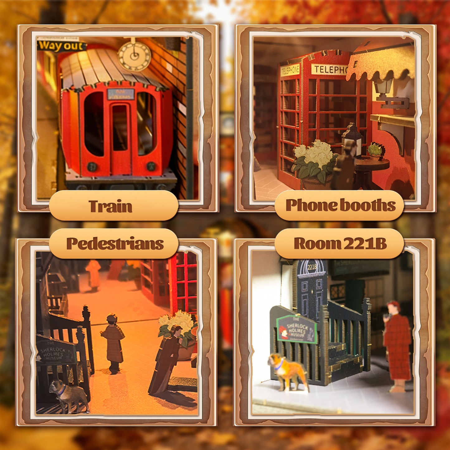 Sales Are Prohibited On The TEMU And SHEIN - 3d Wooden Puzzle For Adults Baker Street Book Nook With Lights Model Kit Dollhouse DIY Miniature House Birthday And Christmas Gifts
