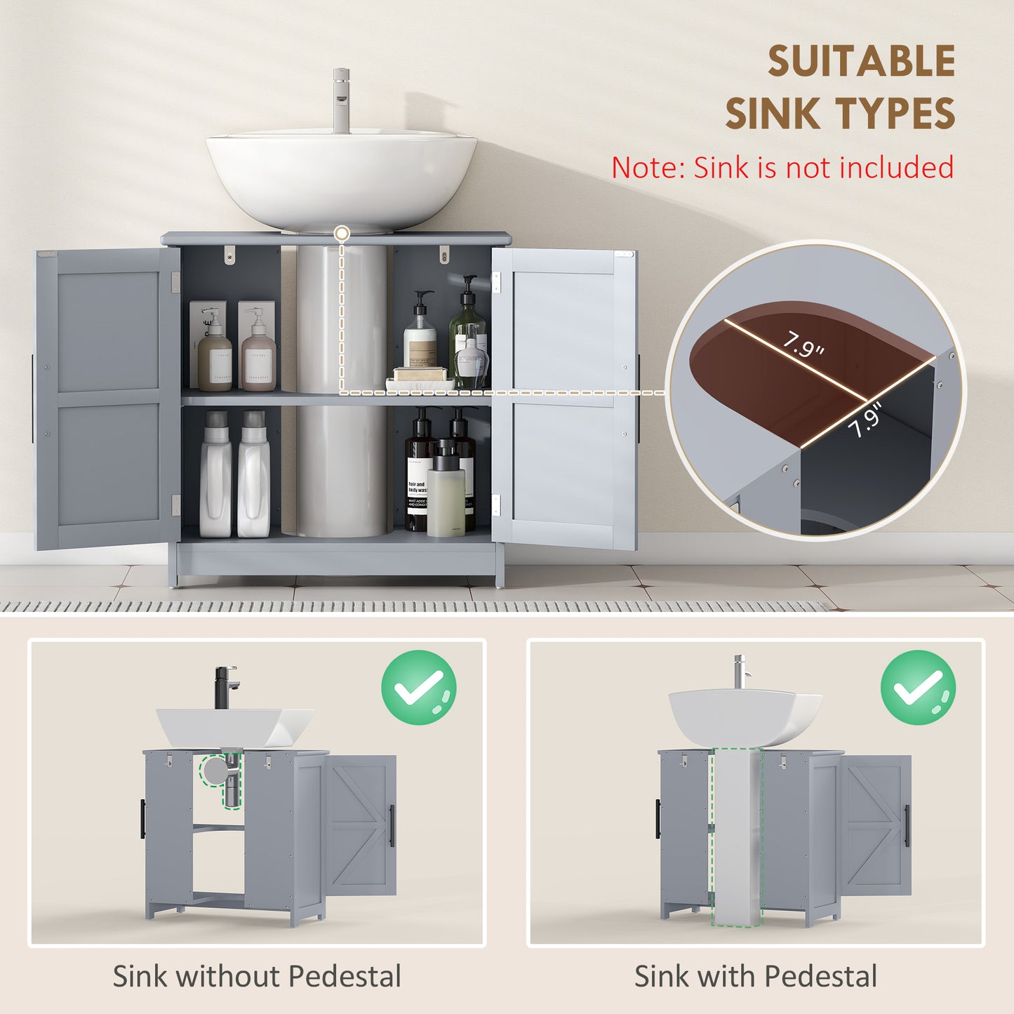 Pedestal Sink Storage Cabinet, Bathroom Sink Cabinet