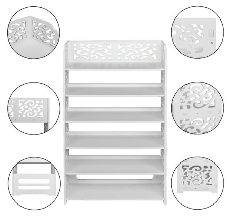 Wood Plastic Board -6-story Carved Shoe Rack
