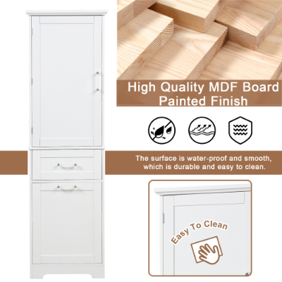 Tall Bathroom Storage Cabinet, Freestanding Storage Cabinet With Two Different Size Drawers And Adjustable Shelf, MDF Board With Painted Finish, Grey
