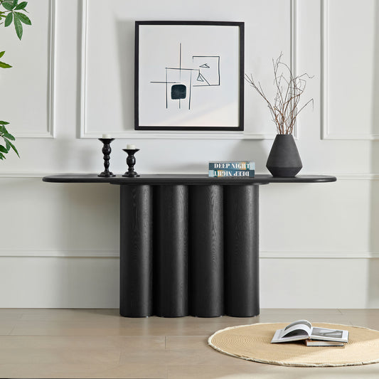 66.93   Modern Console Table For Entryway With Unique Cylinders Legs Design For Living Room Hallway Foyer Entrance Study,BLACK