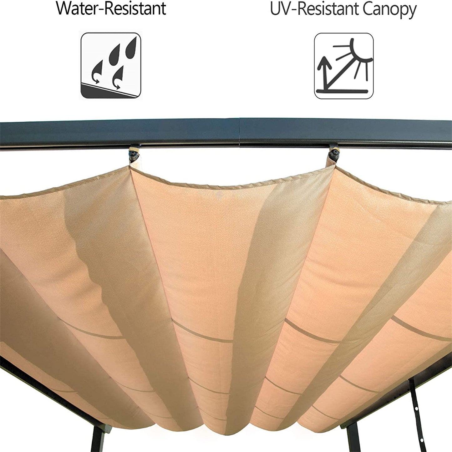 Aluminum Retractable Pergola With Sun Shade Patio Gazebo With Weather-Resistant Canopy For  Deck Garden Grape Trellis Outdoor Pergola, Beige