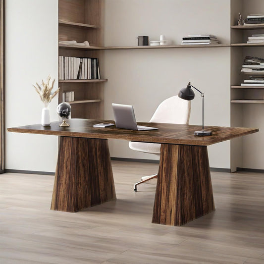63-Inch Executive Desk, Large Office Computer Desk With Double Pedestal, Modern Simple Workstations Writing Table Conference Table
