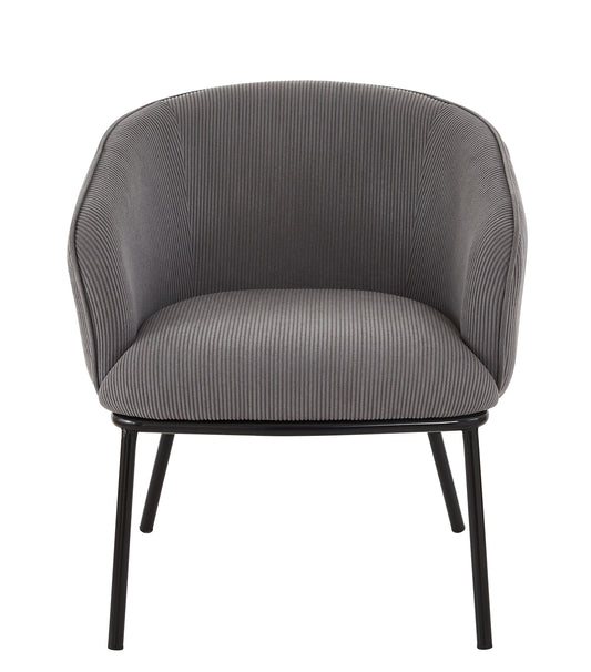 Modern Corduroy Accent Chair, Upholstered Armchair With Metal Legs, Mid-Century Barrel Chair For Living Room Bedroom, Easy Assembly