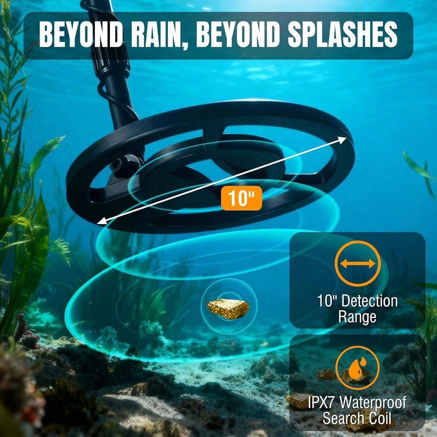 High-Precision Professional Adult Metal Detector, 4 Modes, 10 Inch IPX7 Waterproof Probe, LCD Display Complete Treasure Hunt Kit Including Earphones, Carrying Bag And Shovel.