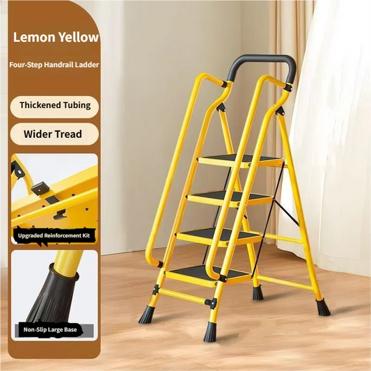 4 Step Ladder With Handrails, Folding Step Stool With Anti-Slip Wide Pedals