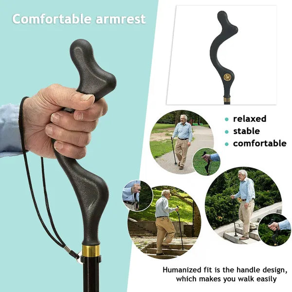 Posture Cane Adjustable Height Walking Stick Hiking Walking Aid Cane