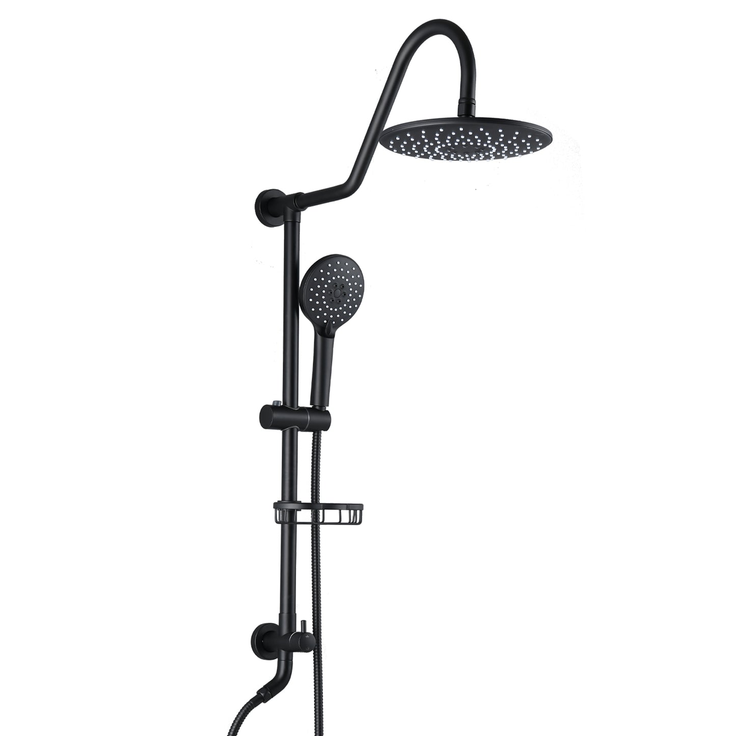 10  Rainfall Shower Head And Handheld Showerhead Combo Shower System With Slide Bar, Matte Black