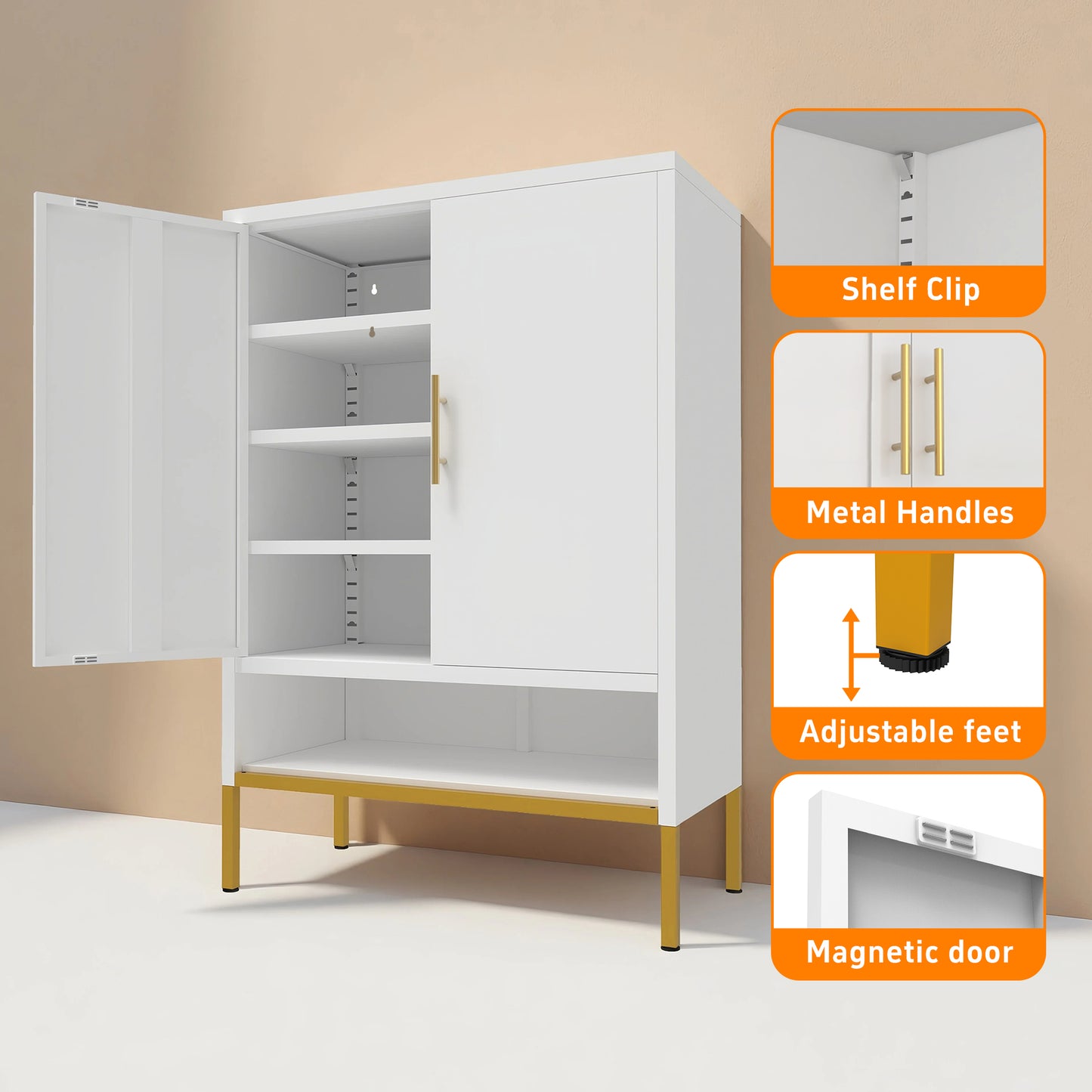 40 Tall  2-Doors Shoes Cabinet, Metal 7-Tier Hidden Shoe Organizer,Modern Narrow Shoe Storage Cabinet With  Adjustable Shelves For Entryway, Hallway, Closet, Bedroom, Living Room,Laundry Room White