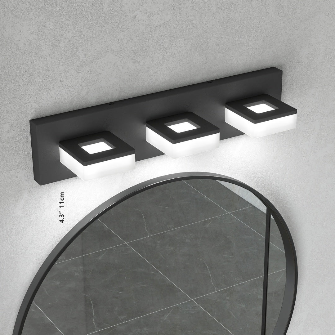 LED Modern Bathroom Vanity Light Fixtures  3-Light, 20-Inch  Matte Black Modern Acrylic Bathroom Wall Lighting Fixtures Over Mirror  Cool White 6000K