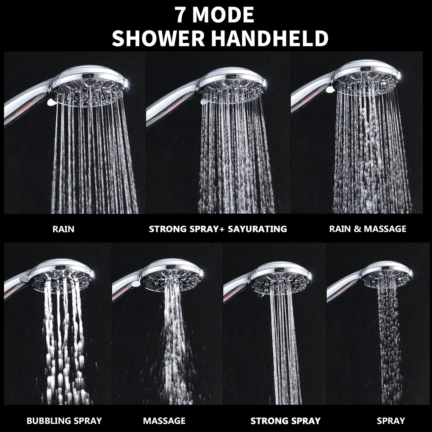 Tool-Free Shower Combo 7-Spray Chrome 1.8GPM