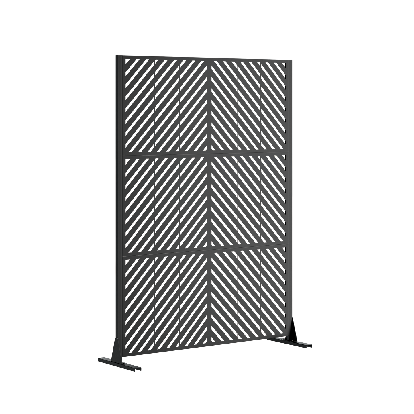Metal Privacy Screen For Outdoor Freestanding, 72 H X 46 W Decorative Metal Fence Panels With Stable Base, Portable Divider Screens For Patio, Deck, Balcony, Backyard, Garden