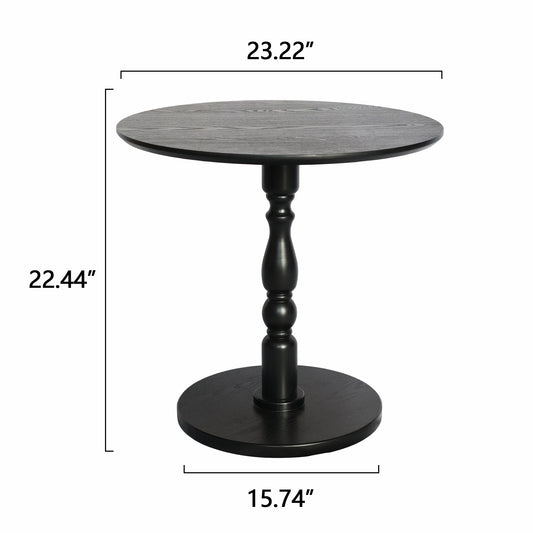 23  Black Accent Round Table, Round Side Table, Small Table For Small Spaces, Modern Accent Nightstand With Solid Wood Leg For Living Room, Bedroom, Corners, And Office  Black