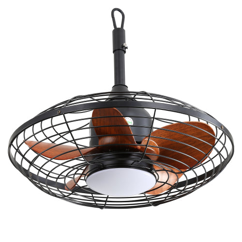 20 Inch Downrod Mount Ceiling Fan LED 18W 3CCT 5 ABS Blades DC Motor With Hanging And Hook For Outside Patios Pergola