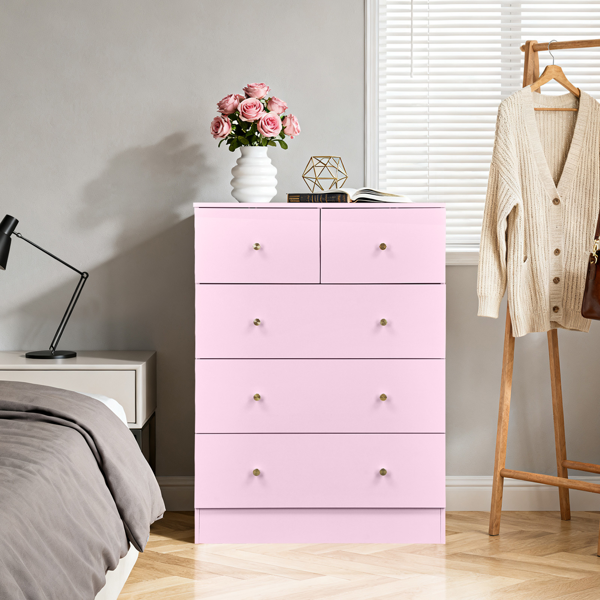 25.98inx15.75inx35.83in  LxWxH  4-Tier 5-Drawer Cabinet Drawer Dresser With Gold Handles Macaron