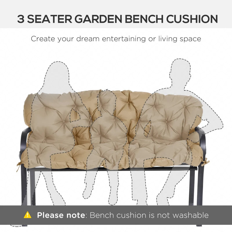 Tufted Bench Cushion For Outdoor Furniture, 3-Seater Replacement For Swing Chair, Patio Sofa Couch, Khaki Shipped By Aosom LLC