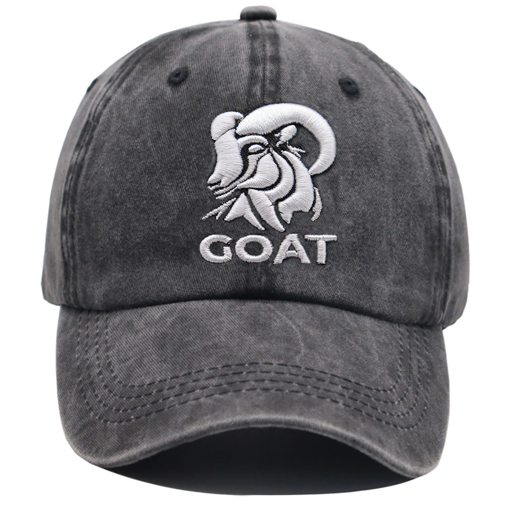 2pcs GOAT Embroidered Vintage Washed Baseball Cap ,1 FC Koln World Cup Soccer Fan Hat, Adjustable Unisex Cotton Cap