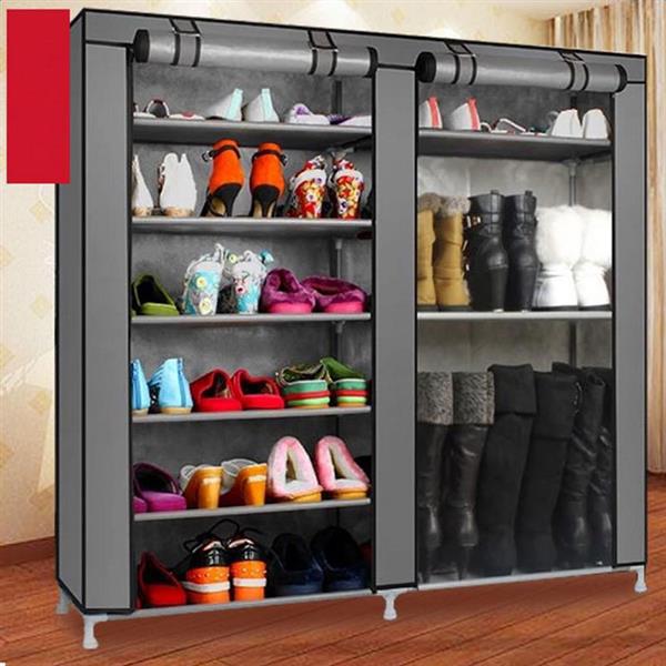 Double Row 9-grid Non-woven Shoe Cabinet
