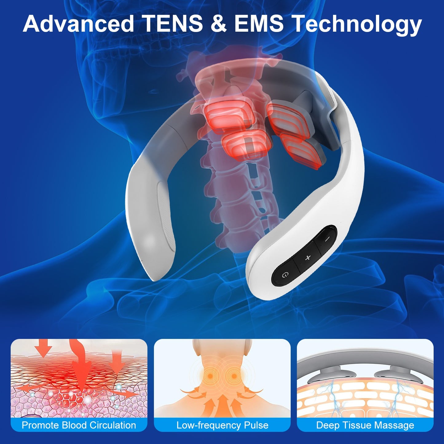 1 Set EMS Neck Massager With Heat For Mother's Day Gift Cordless Cervical Neck Massager EMS Neck Massager With 6 Modes 15 Intensity Levels Remote Control