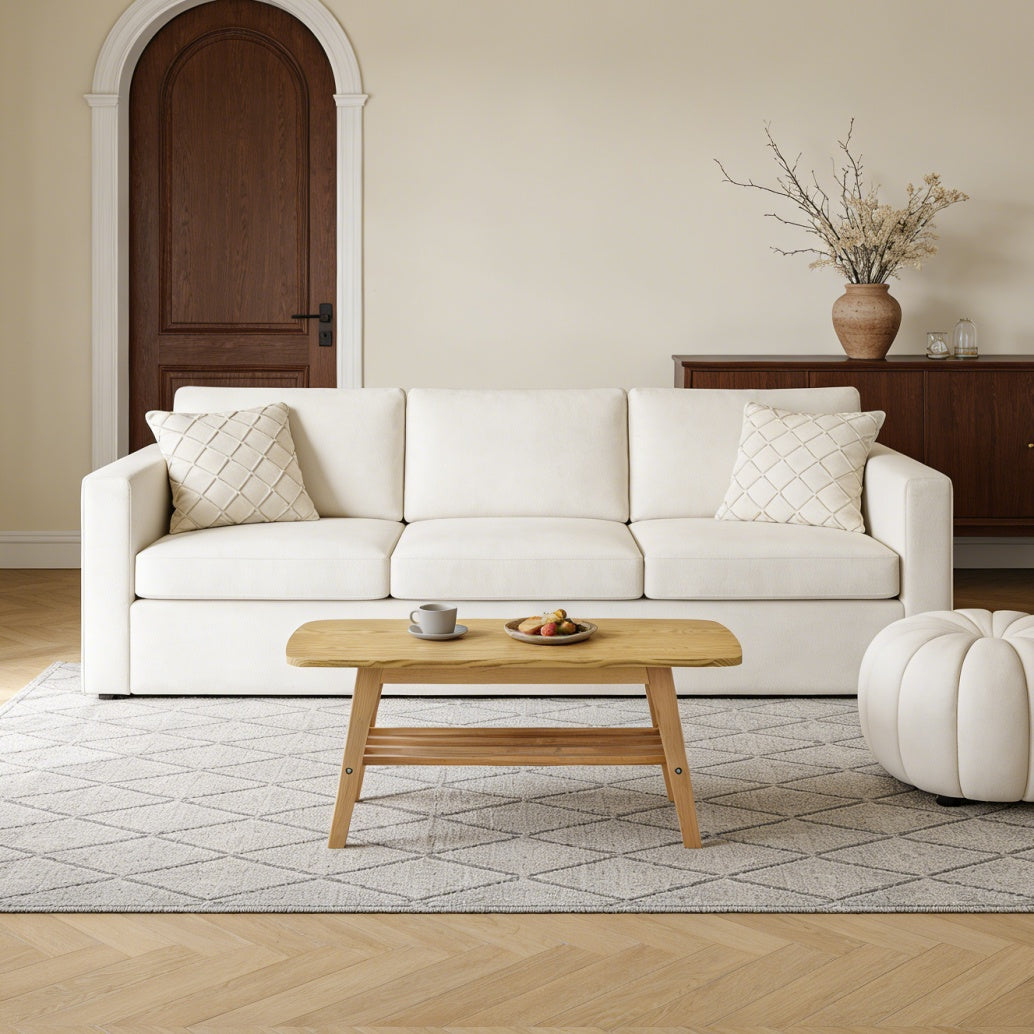 39 Inch Solid Wood Coffee Table - Double-layer Storage Wooden Center Coffee Table With Very Large Storage Space, Suitable For Living Rooms, Apartments, And Offices