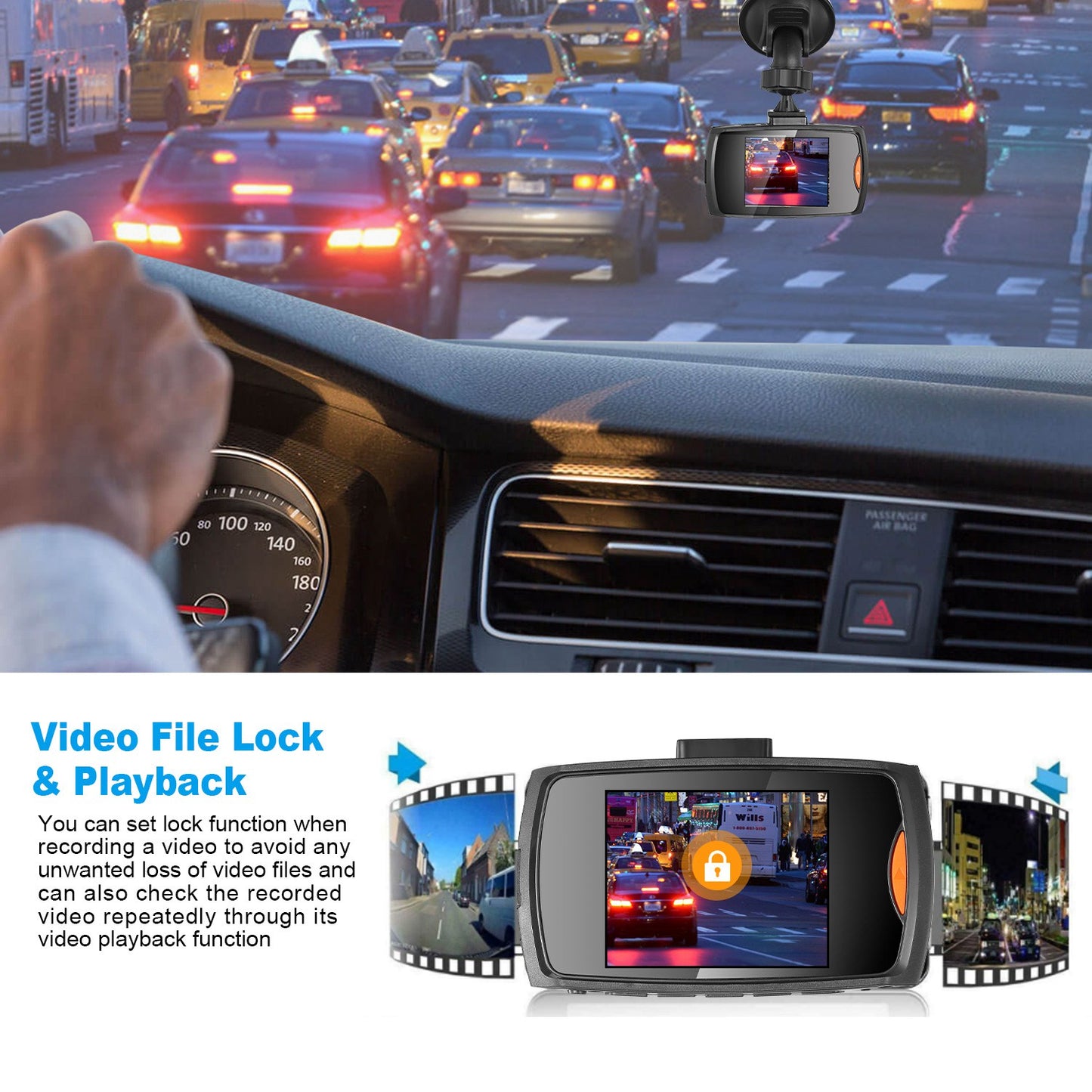 Full HD 1080P Car DVR Recorder, 90 Degree Wide Angle Dashcam, Night Vision With Infrared Lights, Seamless Loop Recording, Support Up To 32G MMC Card