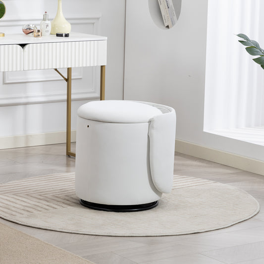 Stylish Upholstered Barrel Chair 360 Swivel Vanity Stool For Bedroom & Dining Chair, Built-in Storage, Soft Padded Accent Seat, Multi-Functional For Dressing Dining, Free Cat Bed Stool Included,