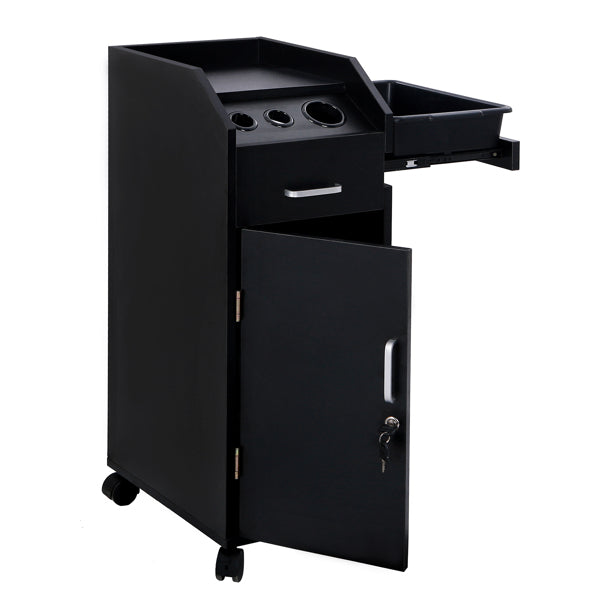 16mm Particle Board, ABS Tray,, Black Hair Salon Tool Cart