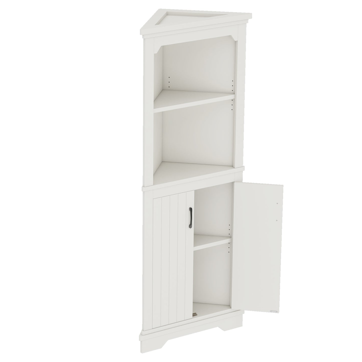 Tall Corner Cabinet With Doors For Living Room, Bathroom,Dining Room Or Kitchen,White