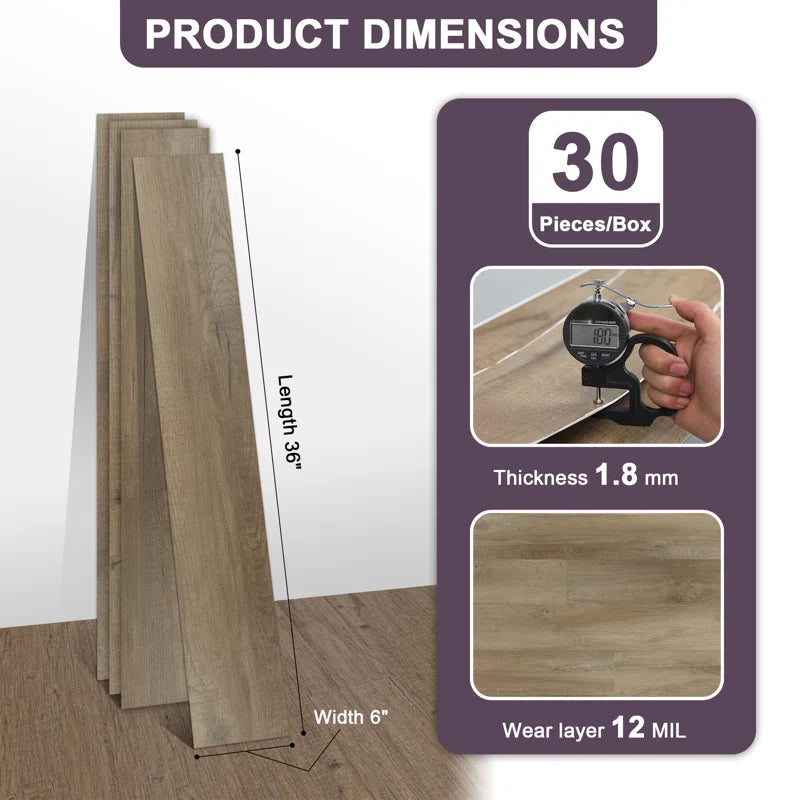 12Mil 6 In. X 36 In. Uv Surface Flooring Tile, Peel And Stick Water Resistant Flooring--Prohibited From Being Sold On Wayfair And Amazon Platforms