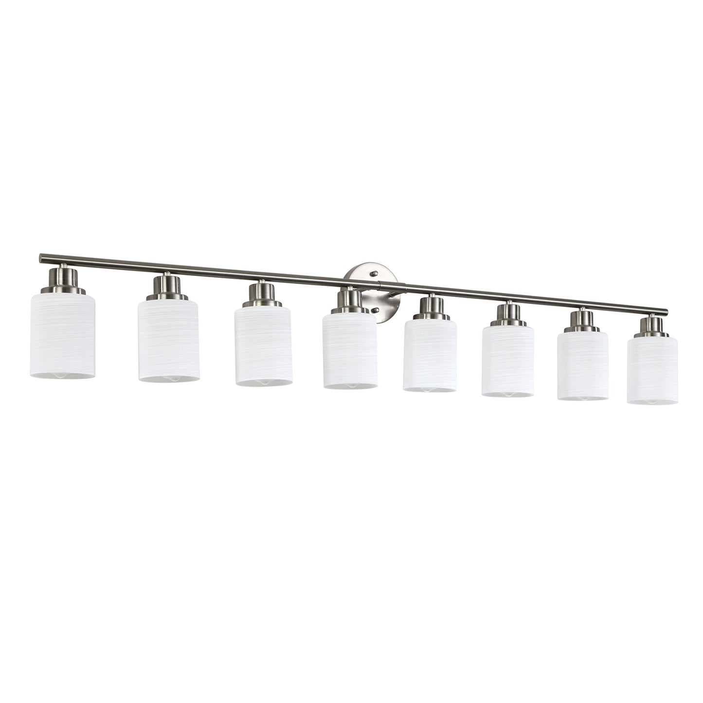 52   Modern 8-Light Vanity Wall Sconce, Brushed Nickel Finish With Frosted Glass Shades For Bathroom Or Hallway Lighting  No Bulbs