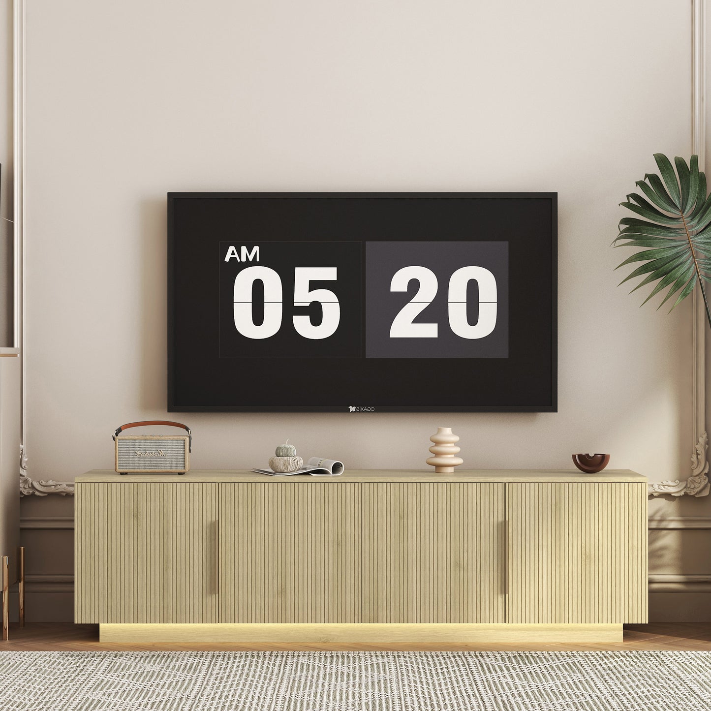 TV Stand  With 16 Color LEDs,68  Modern TV Stand,  TV Cabinet Entertainment Center For 55 60 65 Inch TV