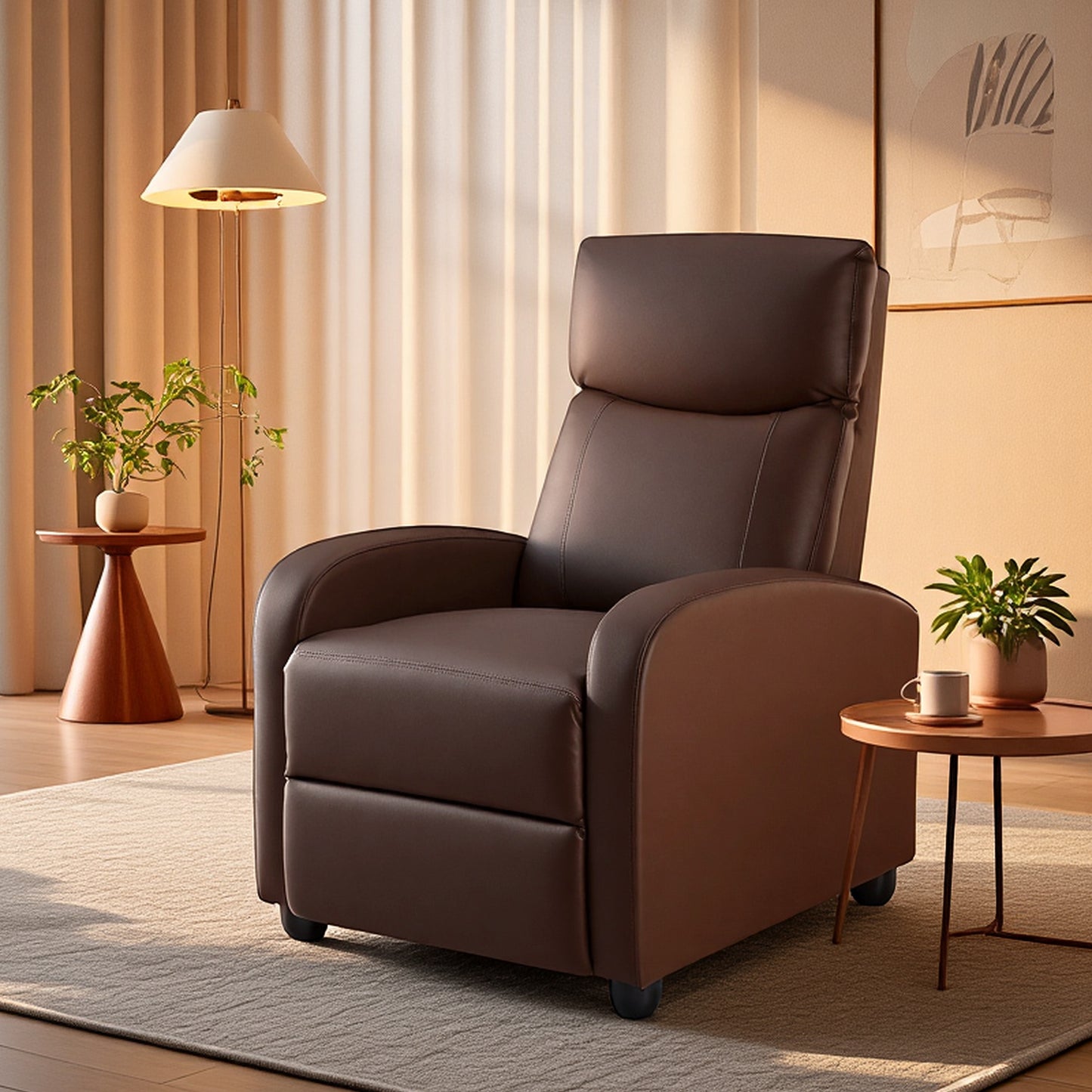 Reclining Sofa With Lumbar Support, Adjustable Backrest Design, And High-density Foam Filling