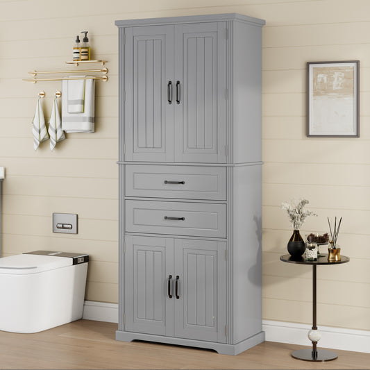 Video  Storage Cabinet With Multi-Functional Storage Space, Doors With Storage Shelves, 2 Drawers, Adjustable Shelf, Gray  Same Sku N759P293426E