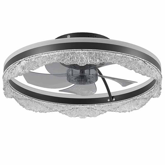 24  Quiet Ceiling Fan With Light   LED Crystal Flush Mount Fan Lamp With Hidden Blades And Natural Airflow, Perfect For Bedroom, Kids Room, Study Room
