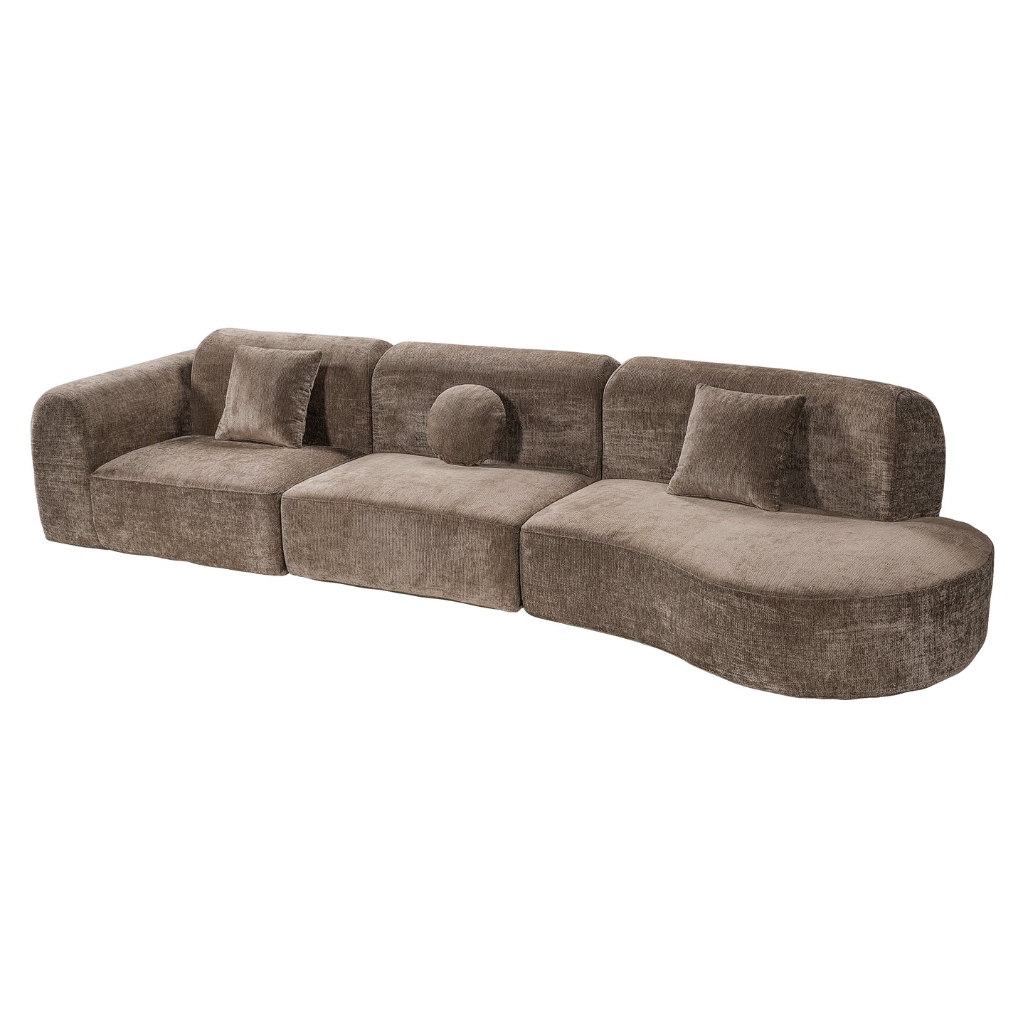 140  Modern Curved Sectional Sofa With High-Density Fully Compressed Sponge And Chaise Lounge, 3-Piece Set, Fully Assembled Right Hand Facing, Perfect For Living Room, Lounge