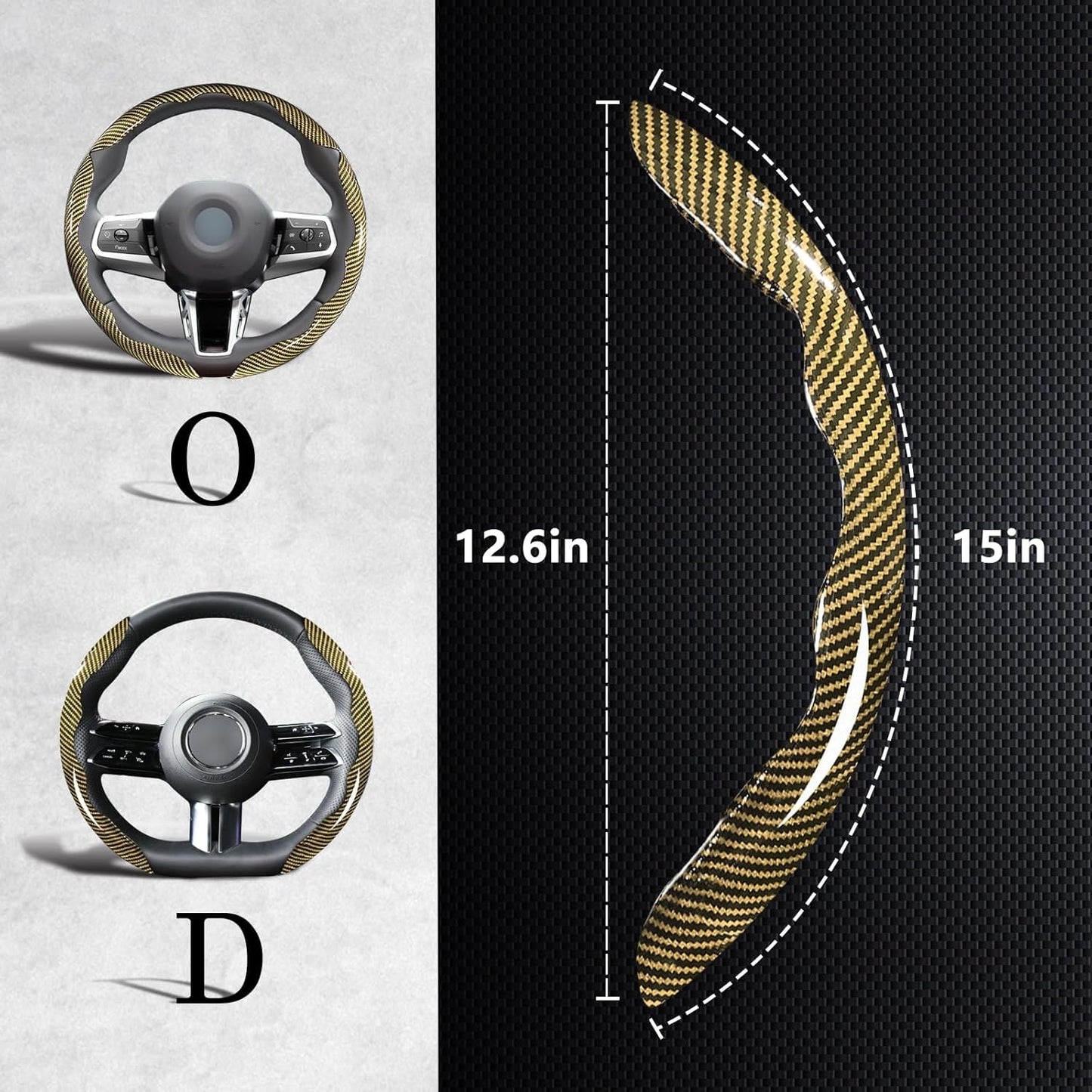 Carbon Fiber Steering Wheel Covers 3 Piece Clip On Steering Wheel Cover Yellow